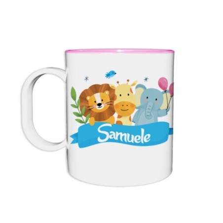 Tazza in plastica personalizzata con nome party con gli animali Animali