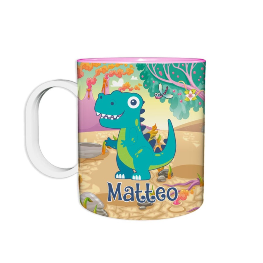 Tazza in plastica personalizzata con nome dinosauro Animali