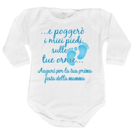 Body neonato e poggerò i miei piedi sulle tue orme auguri per la tua prima festa della mamma Per la mamma
