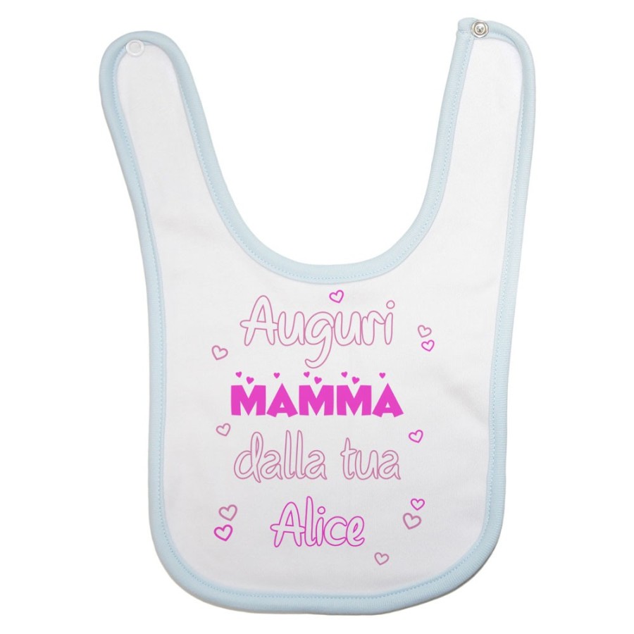 Bavaglino neonata personalizzato con nome auguri mamma dalla tua Per la mamma