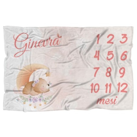 Copertina neonato complimese personalizzata con nome orso...