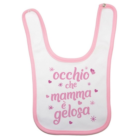 Bavaglino neonato occhio che mamma è gelosa con cuori e stelle Per la mamma