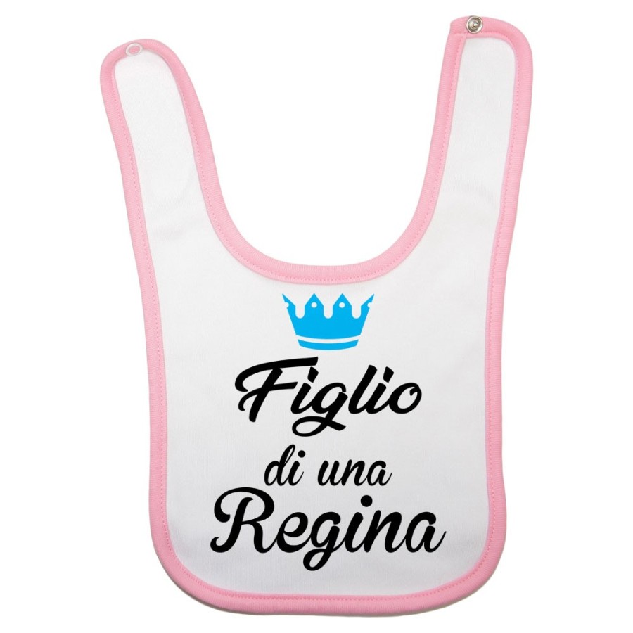 Bavaglino neonato figlio di una regina figlia di una regina con corona azzurra fucsia Per la mamma