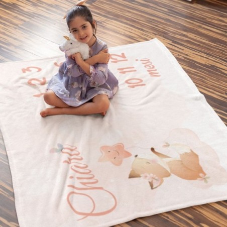 Coperta neonato complimese personalizzata con nome volpe con stellina Animali
