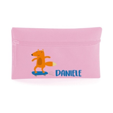 Astuccio personalizzato con nome volpe sullo skateboard Animali