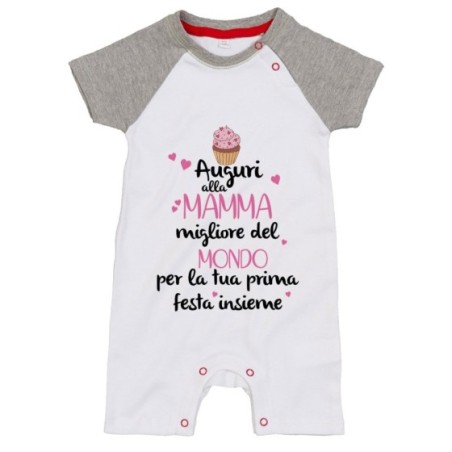 Pagliaccetto neonato zeppola auguri al mamma migliore del mondo per la tua prima festa insieme Per la mamma