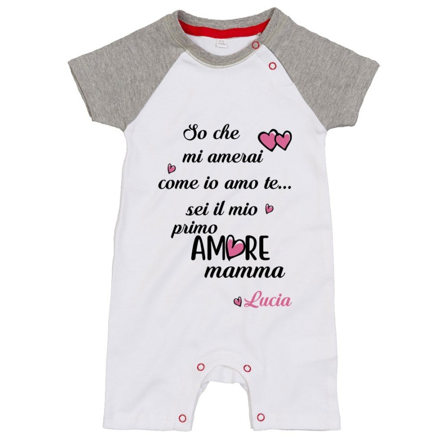 Pagliaccetto personalizzato con nome so che mi amerai come io amo te sei il mio primo amore mamma Per la mamma