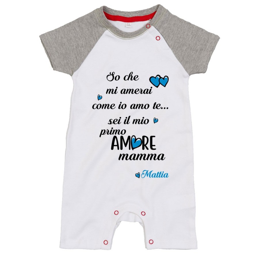 Pagliaccetto personalizzato con nome so che mi amerai come io amo te sei il mio primo amore mamma Per la mamma