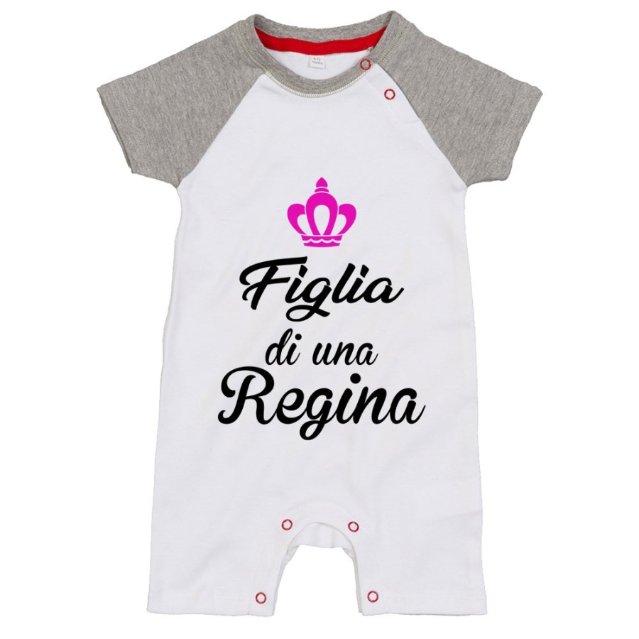 Pagliaccetto neonato figlio di una regina figlia di una regina con corona azzurra fucsia Per la mamma