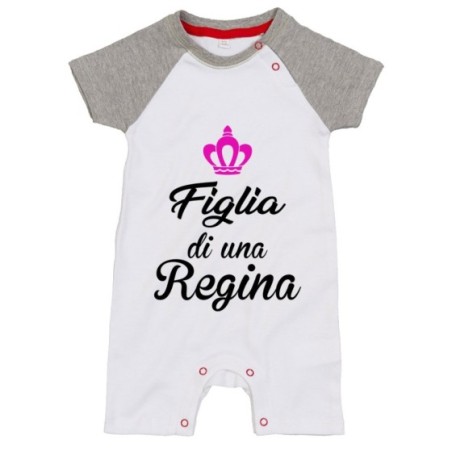 Pagliaccetto neonato figlio di una regina figlia di una regina con corona azzurra fucsia Per la mamma