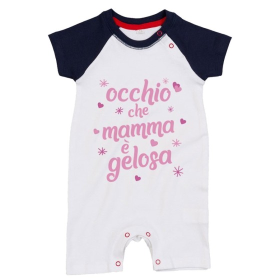 Pagliaccetto neonato occhio che mamma è gelosa con cuori e stelle Per la mamma