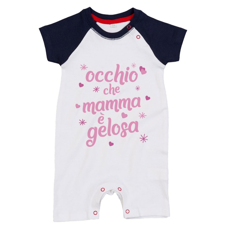 Pagliaccetto neonato occhio che mamma è gelosa con cuori e stelle Per la mamma