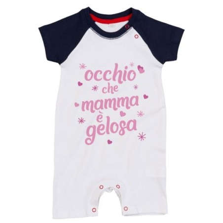 Pagliaccetto neonato occhio che mamma è gelosa con cuori...