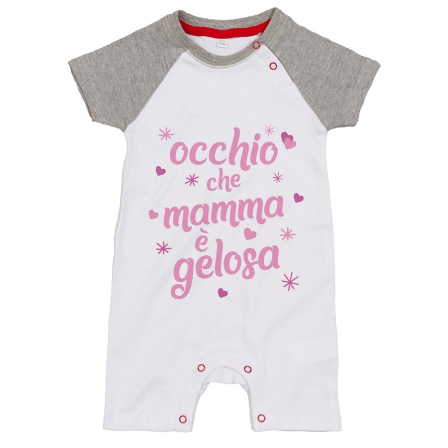 Pagliaccetto neonato occhio che mamma è gelosa con cuori e stelle Per la mamma