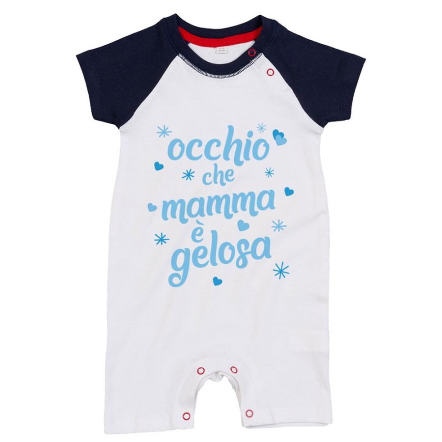 Pagliaccetto neonato occhio che mamma è gelosa con cuori e stelle Per la mamma