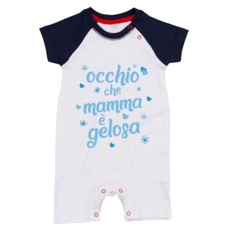 Pagliaccetto neonato occhio che mamma è gelosa con cuori e stelle Per la mamma