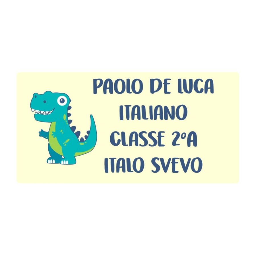 Etichette adesive personalizzate con nome dinosauro per quaderni e libri Animali