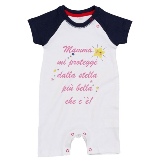 Pagliaccetto neonato mamma mi protegge dalla stella più bella che c'è Per la mamma