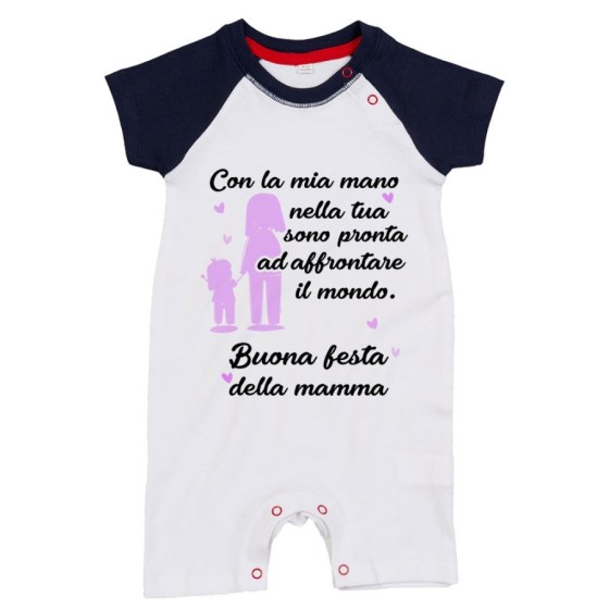 Pagliaccetto neonato con la mia mano nella tua sono pronta ad affrontare il mondo Per la mamma