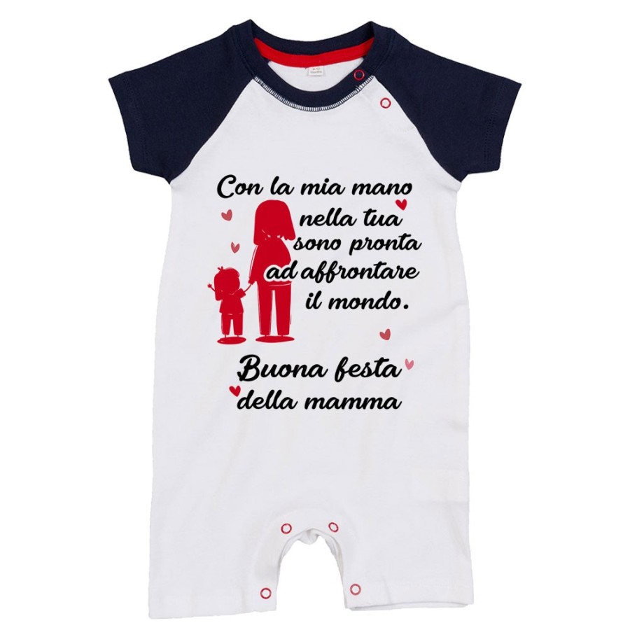 Pagliaccetto neonato con la mia mano nella tua sono pronta ad affrontare il mondo Per la mamma