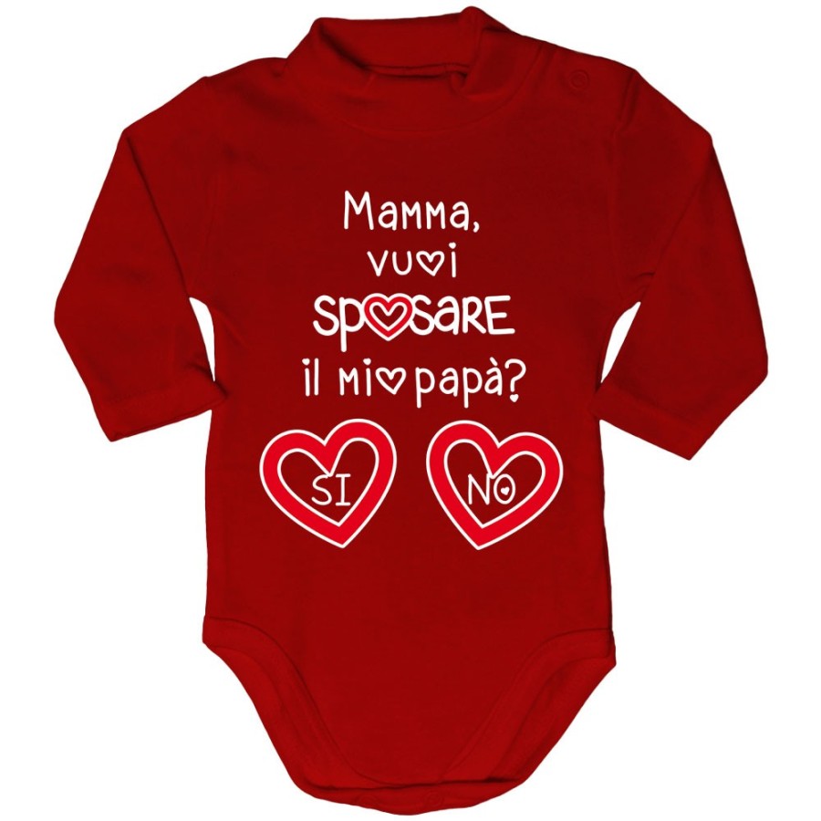 Body lupetto neonato mamma vuoi sposare il mio papà? si o no? Per la mamma