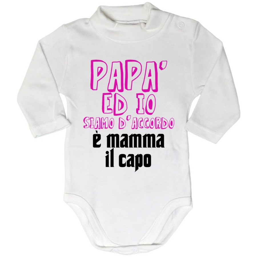 Body lupetto neonato papà ed io siamo d'accordo è mamma il capo Per la mamma