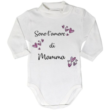 Body lupetto neonato sono l'amore di mamma cuori watercolor