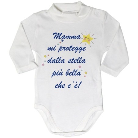 Body lupetto neonato mamma mi protegge dalla stella più bella che c'è Per la mamma