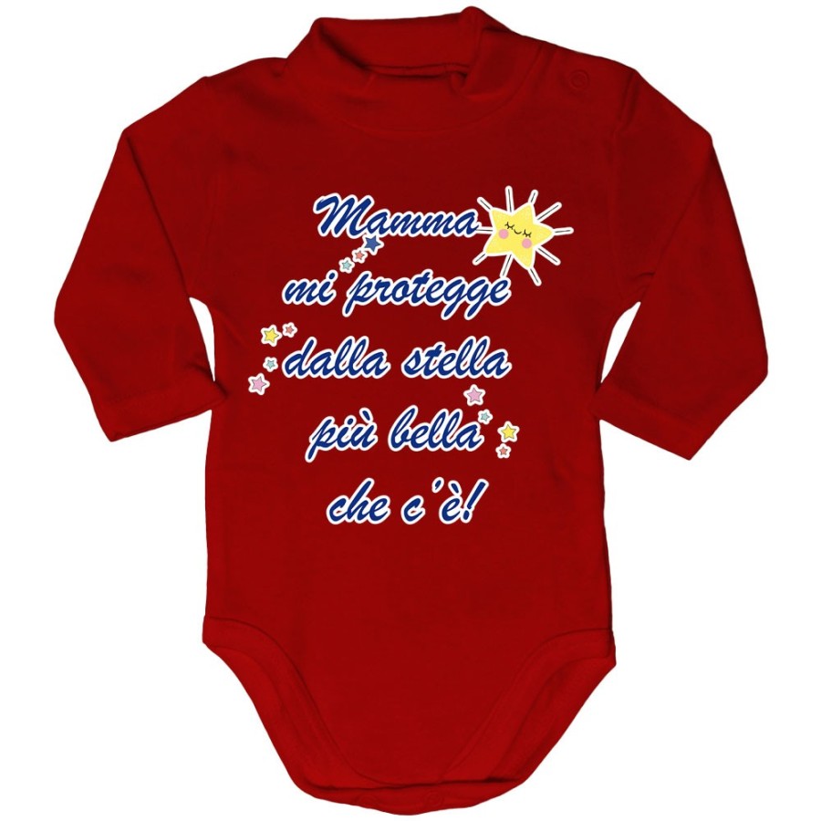 Body lupetto neonato mamma mi protegge dalla stella più bella che c'è Per la mamma