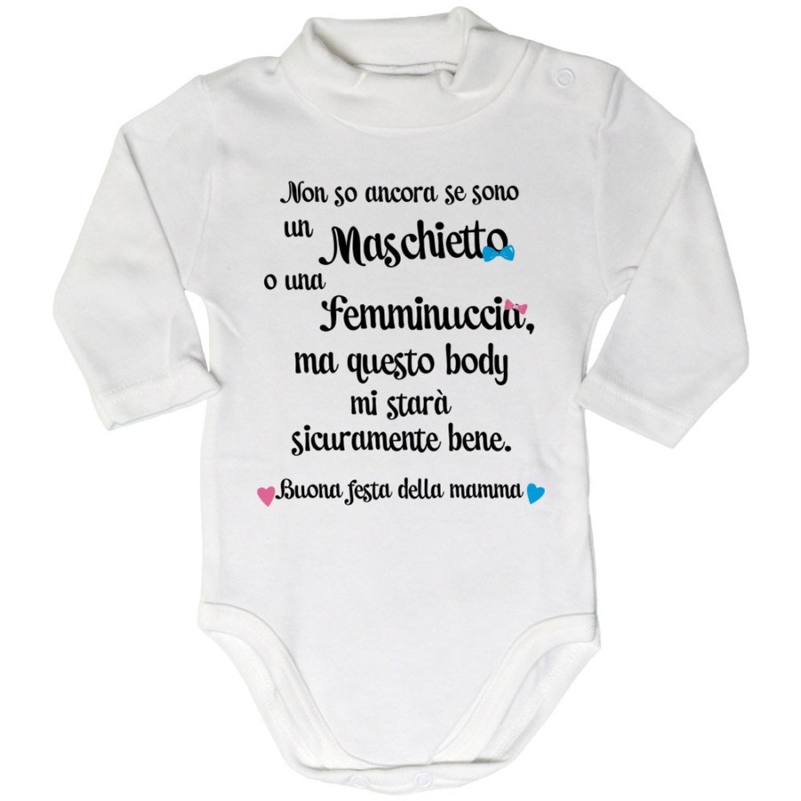 Body lupetto neonato non so ancora se sono un maschietto o una femminuccia buona festa della mamma Per la mamma