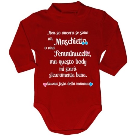 Body lupetto neonato non so ancora se sono un maschietto o una femminuccia buona festa della mamma Per la mamma