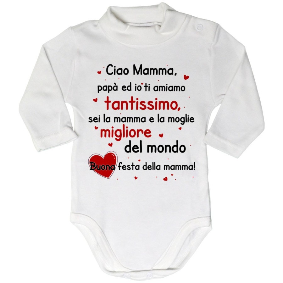 Body lupetto mamma papà ed io ti amiamo tantissimo sei la migliore al mondo buona festa della mamma Per la mamma