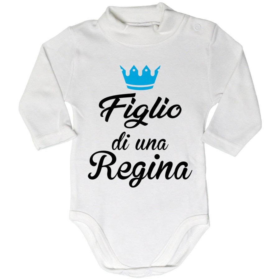 Body lupetto neonato figlio di una regina figlia di una regina con corona azzurra fucsia Per la mamma