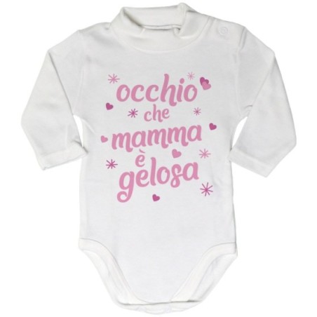 Body lupetto neonato occhio che mamma è gelosa con cuori...