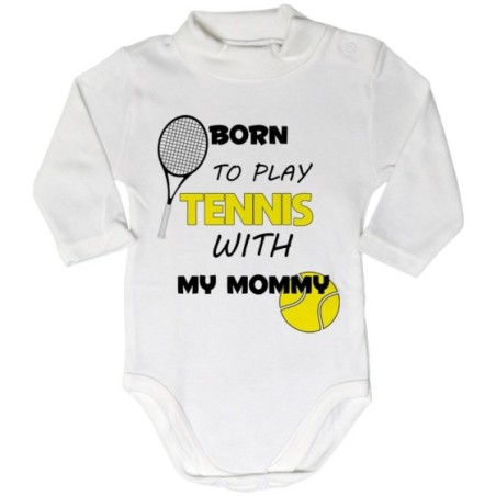 Body lupetto neonato born to play tennis with my mommy