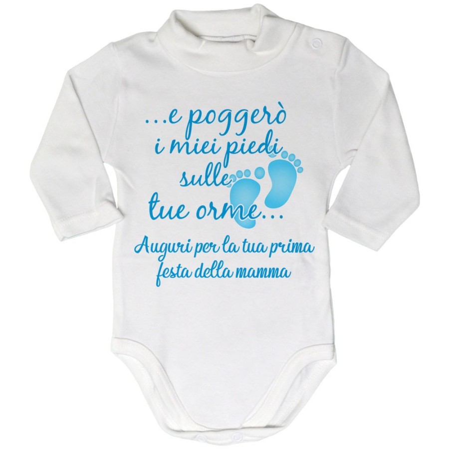 Body lupetto neonato e poggerò i miei piedi sulle tue orme auguri per la tua prima festa della mamma Per la mamma