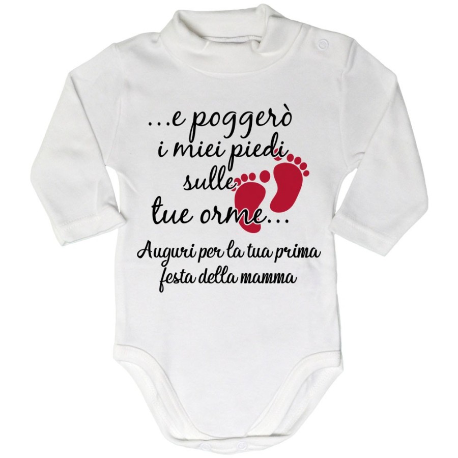 Body lupetto neonato e poggerò i miei piedi sulle tue orme auguri per la tua prima festa della mamma Per la mamma