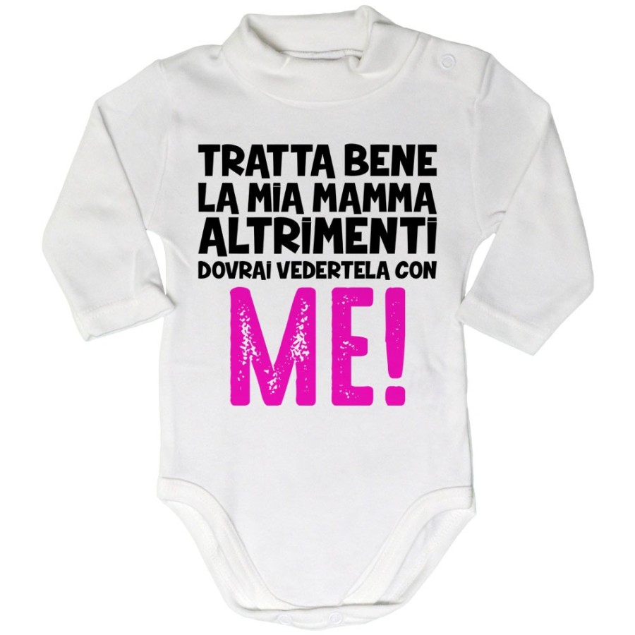 Body lupetto neonato tratta bene la mia mamma altrimenti dovrai vedertela con me Per la mamma