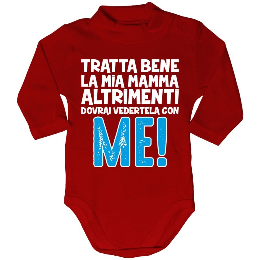 Body lupetto neonato tratta bene la mia mamma altrimenti dovrai vedertela con me Per la mamma
