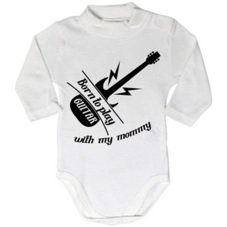 Body lupetto neonato born to play guitar with my mommy
