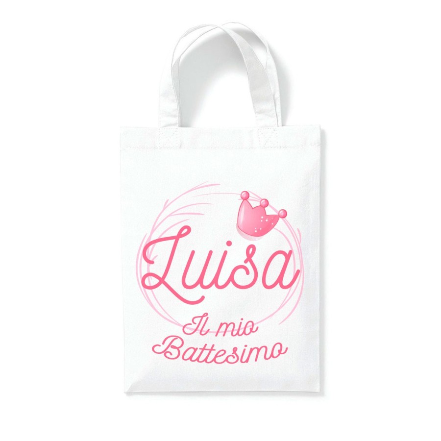 Shopper personalizzata con nome il mio battesimo a tema principe principessa Battesimo