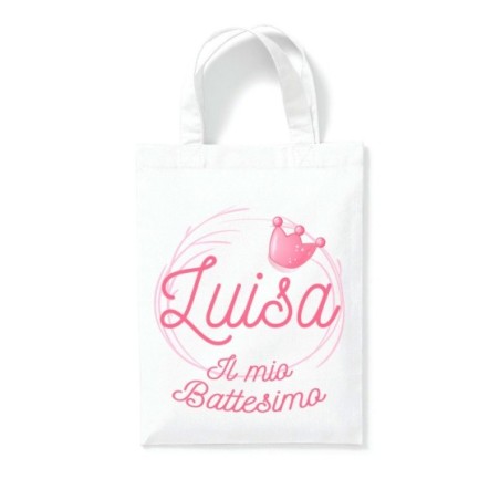 Shopper personalizzata con nome il mio battesimo a tema principe principessa Battesimo