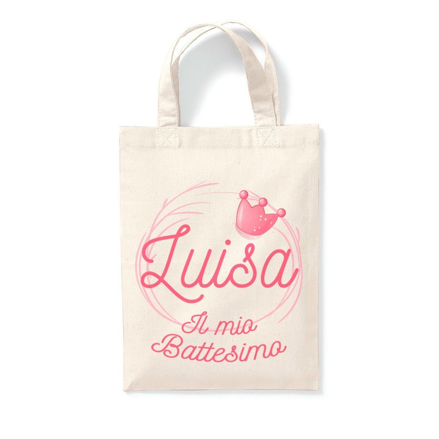 Shopper personalizzata con nome il mio battesimo a tema principe principessa Battesimo