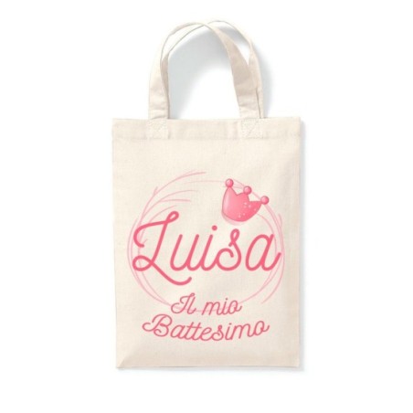 Shopper personalizzata con nome il mio battesimo a tema principe principessa Battesimo