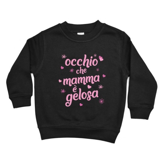 Felpa bambino occhio che mamma è gelosa con cuori e stelle Per la mamma