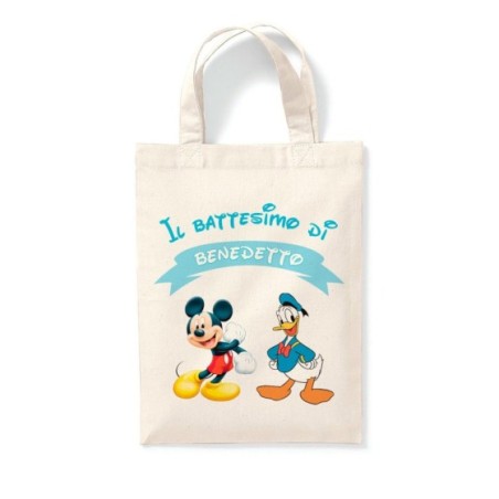 Shopper personalizzata con nome il battesimo di con paperino e topolino Battesimo