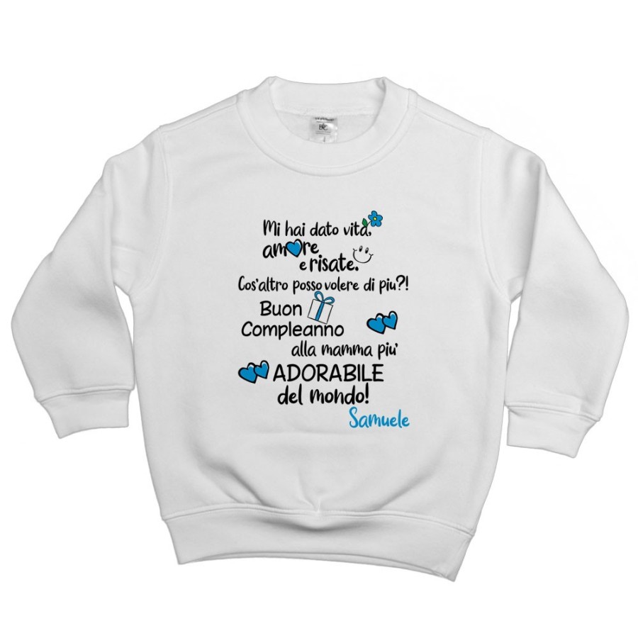 Felpa bambino personalizzata con nome buon compleanno alla mamma più adorabile del mondo Per la mamma