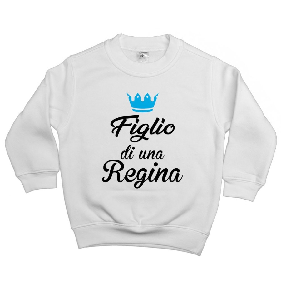 Felpa bambino figlio di una regina figlia di una regina con corona azzurra fucsia Per la mamma