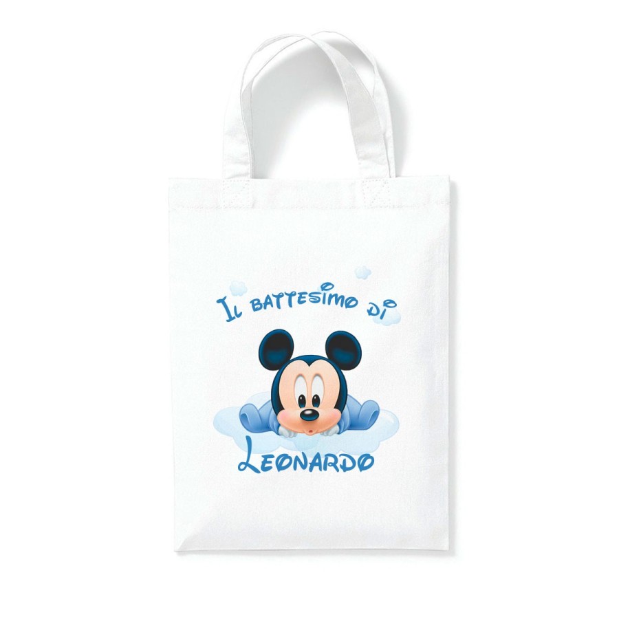 Shopper personalizzata con nome il battesimo di a tema topolino Battesimo