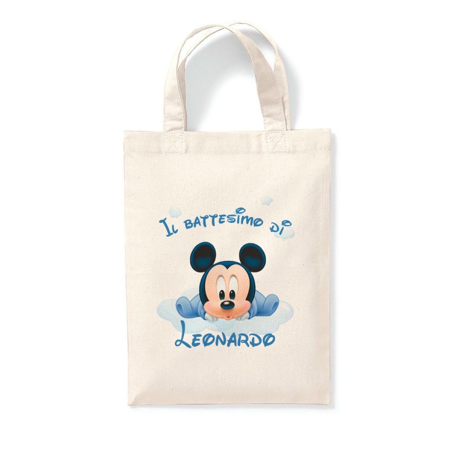 Shopper personalizzata con nome il battesimo di a tema topolino Battesimo